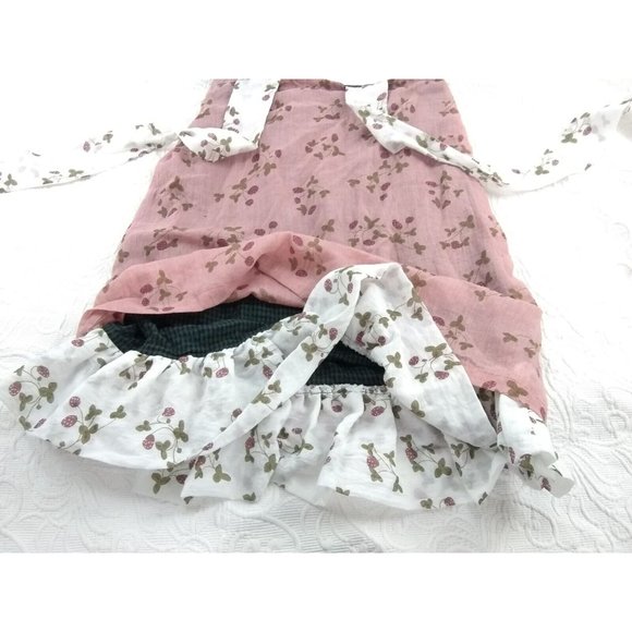 Ian Mosh Old Pink & Ecru Ruffle Halter Peasant style strawberry Dress Size 2 - Picture 9 of 12